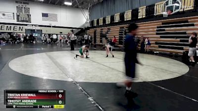 100 lbs Cons. Round 3 - Tristan Kriewall, Kuna Middle School vs Timothy Andrade, Lone Star Middle School