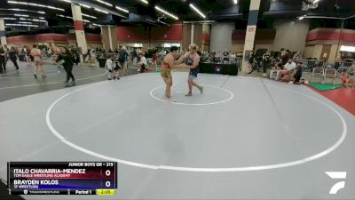 215 lbs Cons. Round 4 - Italo Chavarria-Mendez, Tom Eagle Wrestling Academy vs Brayden Kolos, 3F Wrestling