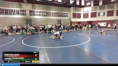 75 lbs Cons. Round 2 - Preston Crane, Syracuse Wrestling vs Maisen Cedarstrom, West Jordan