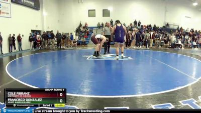 285 lbs Champ. Round 1 - Francisco Gonzalez, Joliet Junior College vs Cole Fibranz, University Of Chicago