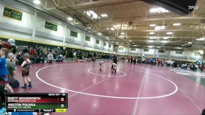 50 lbs Cons. Round 4 - Weston Polivka, Watford City Wolves vs Rhett Woodworth, Dickinson Wrestling Club