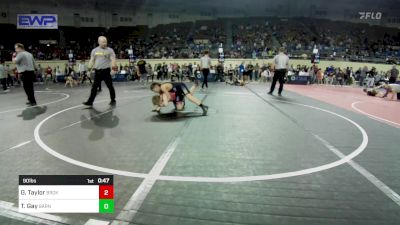 90 lbs Consi Of 8 #2 - Gage Taylor, Broken Bow Youth Wrestling vs Tucker Gay, Barnsdall Youth Wrestling