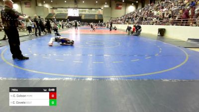 76 lbs Consi Of 8 #1 - Caleb Colson, Pope Junior Wrestling Club vs Cal Covelo, South Forsyth WAR Wrestling Club