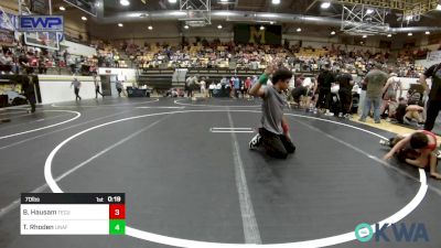 70 lbs 3rd Place - Bentley Hausam, Tecumseh Youth Wrestling vs Tracen Rhoden, Unaffiliated