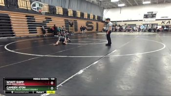 100 lbs Cons. Round 2 - Wyatt Shipp, Kuna Middle School vs Camden Aton, Treasure Valley Catholic Schools