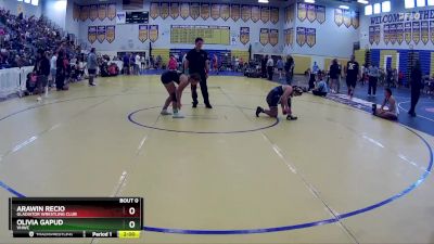 130 lbs Champ. Round 2 - Arawin Recio, Gladiator Wrestling Club vs Olivia Gapud, VHWC