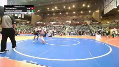 170 lbs 1st Place Match - Karson Flickinger, Pottsville Apache Youth Wrestling vs Allison West, Team Zulpo Perryville Wrestling