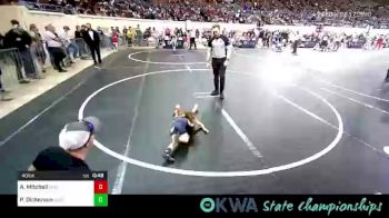 40 lbs Quarterfinal - Azayla Mitchell, El Reno Little League Wrestling vs Preslie Dickerson, Blue Devil Wrestling