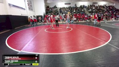 157 lbs Champ. Round 1 - Tagen Becher, Greeley West vs `Timbur Wolfe, Central - Grand Junction