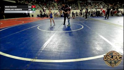 49 lbs Consi Of 16 #2 - Noah Backus, Newkirk Takedown Club vs Wrenland Roberts, Wesley Wrestling Club