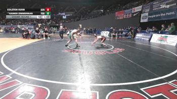 4A Boys 165 lbs Champ. Round 1 - Coleton Kuhn, Scappoose Boys vs Kainen Zimmerman, Pendleton Boys