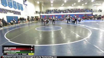 120 lbs Champ. Round 1 - Jesse Hopkins, Priest River vs Derrick Bollinger, West Valley (Spokane)
