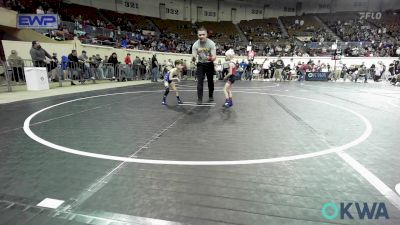 37 lbs Semifinal - Rush Wilson, Barnsdall Youth Wrestling vs Greyson Summitt, Newkirk Takedown Club