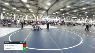 102 lbs Consi Of 8 #2 - Damien YoungEagle, Stout Wr Ac vs Teagun Samora, Montezuma Cortez