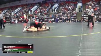 215 lbs Quarterfinals (8 Team) - Jackson Cook, Whitehall HS vs Owen Mattonen, Gladstone HS