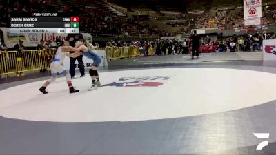 Bantam - 70 lbs Cons. Round 3 - Sarai Santos, College Prep Wrestling Academy vs Derek Cruz, Legacy Wrestling Center