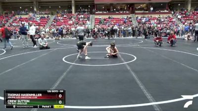 64 lbs Cons. Round 1 - Thomas Hasenmiller, Abilene Kids Wrestling Club vs Crew Sutton, The Best Wrestler