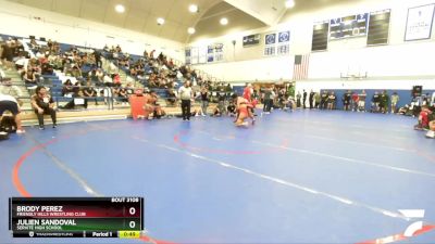 126 lbs Cons. Round 5 - Brody Perez, Friendly Hills Wrestling Club vs Julien Sandoval, Servite High School