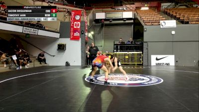 Junior Boys - 113 lbs Cons. Round 3 - Timothy Ahn, Will C Wood High School Wrestling vs Jacob Deguzman, Castro Valley High School Wrestling