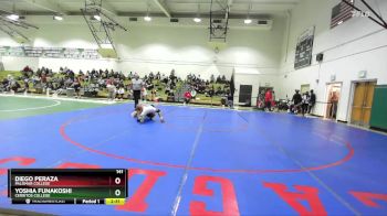 141 lbs 1st Place Match - Yoshia Funakoshi, Cerritos College vs Diego Peraza, Palomar College