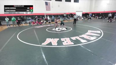 144 lbs Cons. Round 5 - Justin Godina, LOCKPORT (Twp) vs Luke Banas, New Lenox (PROVIDENCE CATHOLIC)
