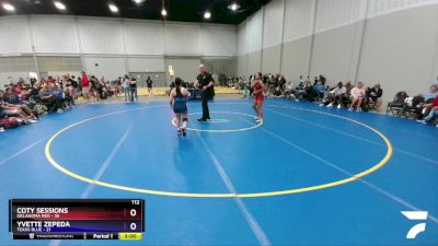 112 lbs Placement Matches (8 Team) - Coty Sessions, Oklahoma Red vs Yvette Zepeda, Texas Blue