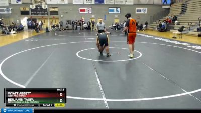 285 lbs Cons. Semi - Wyatt Abbett, West Anchorage vs Benjamin Taufa, Service High School Cougars