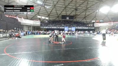Girls 2A 170 lbs Champ. Round 2 - Makayla Torres, Toppenish (Girls) vs Yasmine Azcunaga, W. F. West (Girls)