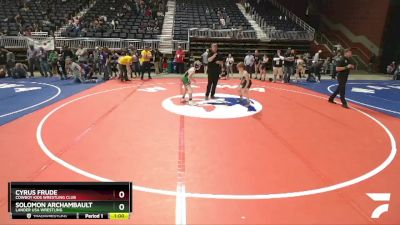 82 lbs Cons. Round 4 - Cyrus Frude, Cowboy Kids Wrestling Club vs Solomon Archambault, Lander USA Wrestling