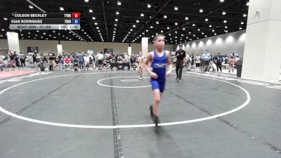70 lbs Quarters - Colson Beckley, Team Tulsa Wrestling Club vs Kian Rodriguez, Three Style Of Oklahoma