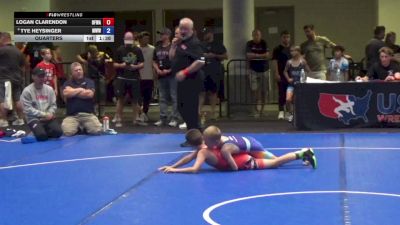 67 lbs Quarters - Logan Clarendon, Black Fox Wrestling Academy vs Tye Heysinger, Mustang Wrestling Club