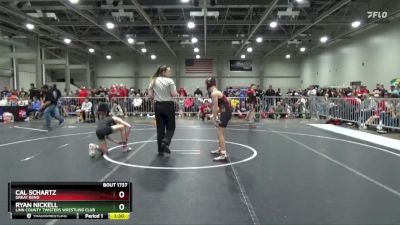 100 lbs Quarterfinal - Ryan Nickell, Linn County Twisters Wrestling Club vs Cal Schartz, Great Bend