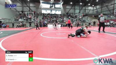 92 lbs Quarterfinal - Coleman Potter, Catoosa Youth Wrestling vs Zander Emond, Tulsa Blue T Panthers