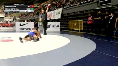 Schoolboys - 105 lbs Cons. Round 2 - Roman Espinoza, Manteca Cobras Wrestling Club vs Shane Foster, Tracy Wrestling Club