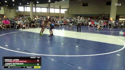 103 lbs Round 2 - Wesley James, Alexander City Youth Wrestling vs Joseph Noteboom, Bison Takedown