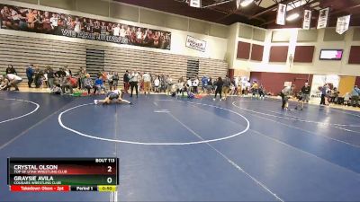 98-107 lbs Round 3 - Graysie Avila, Cougars Wrestling Club vs Crystal Olson, Top Of Utah Wrestling Club