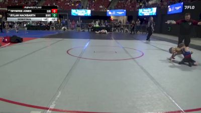 40 lbs Semifinal - Rylan Hackbarth, Bozeman Wrestling Club vs Trynitee Jones, Cowley Cowboys