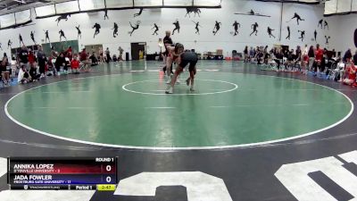 124 lbs Round 1 (16 Team) - Annika Lopez, D`Youville University vs Jada Fowler, Frostburg Sate University