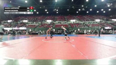 102 lbs Quarterfinal - Paxton McEwen, Mine Yard Dogs Wrestling Club vs Hagen Carpenter, Terreton Panthers