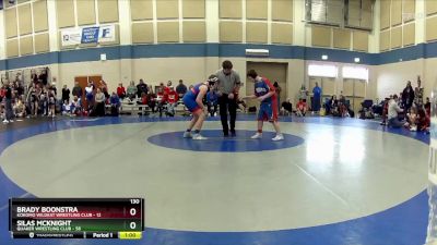 130 lbs Round 3 (10 Team) - Silas McKnight, Quaker Wrestling Club vs Brady Boonstra, Kokomo Wildkat Wrestling Club