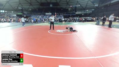 53 lbs Quarters - Jackson Caldwell, No Limits Wrestling Club vs Landon Cox, Warden Elite Wrestling