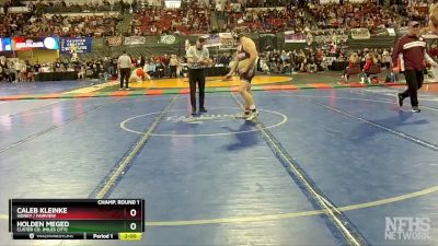 A - 285 lbs Semifinal - Caleb Kleinke, Sidney / Fairview vs Holden Meged, Custer Co. (Miles City)