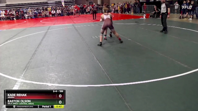 155 lbs Champ. Round 1 - Kade Rehak, Anoka vs Easton Olson, WCA (West ...