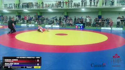 43kg Round 2 - Sarah Jones, Lakehead WC vs Ravleen Sran, Matmen WC