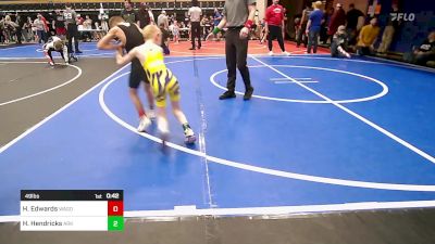 49 lbs Semifinal - Harlan Edwards, Wagoner Takedown Club vs Hunter Hendricks, Ark City Takedown