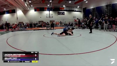 190 lbs Quarterfinal - Jackson Brotherton, Richmond Wrestling Club vs Ibrahim Zaky, Integrity Wrestling Club