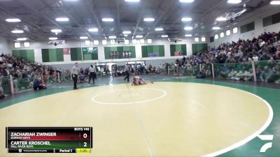 Boys 146 lbs Semifinal - Zachariah Zwinger, Durham Boys vs Carter Kroschel, Fall River Boys