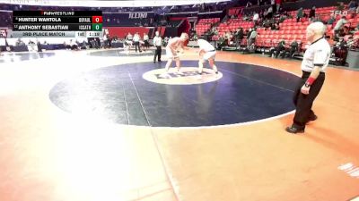 2A 285 lbs 3rd Place Match - Anthony Sebastian, Elmhurst (IC Catholic) vs Hunter Wahtola, Chicago (DePaul College Prep)