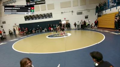 89-92 lbs Round 1 - Addison Apodaca, Riverton Middle School vs Janessa Cook, Powell Middle School