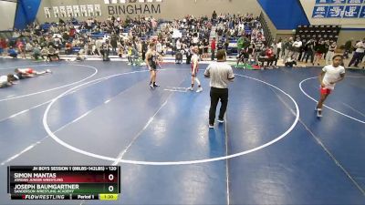 120 lbs Quarterfinal - Simon Mantas, Jordan Junior Wrestling vs Joseph Baumgartner, Sanderson Wrestling Academy